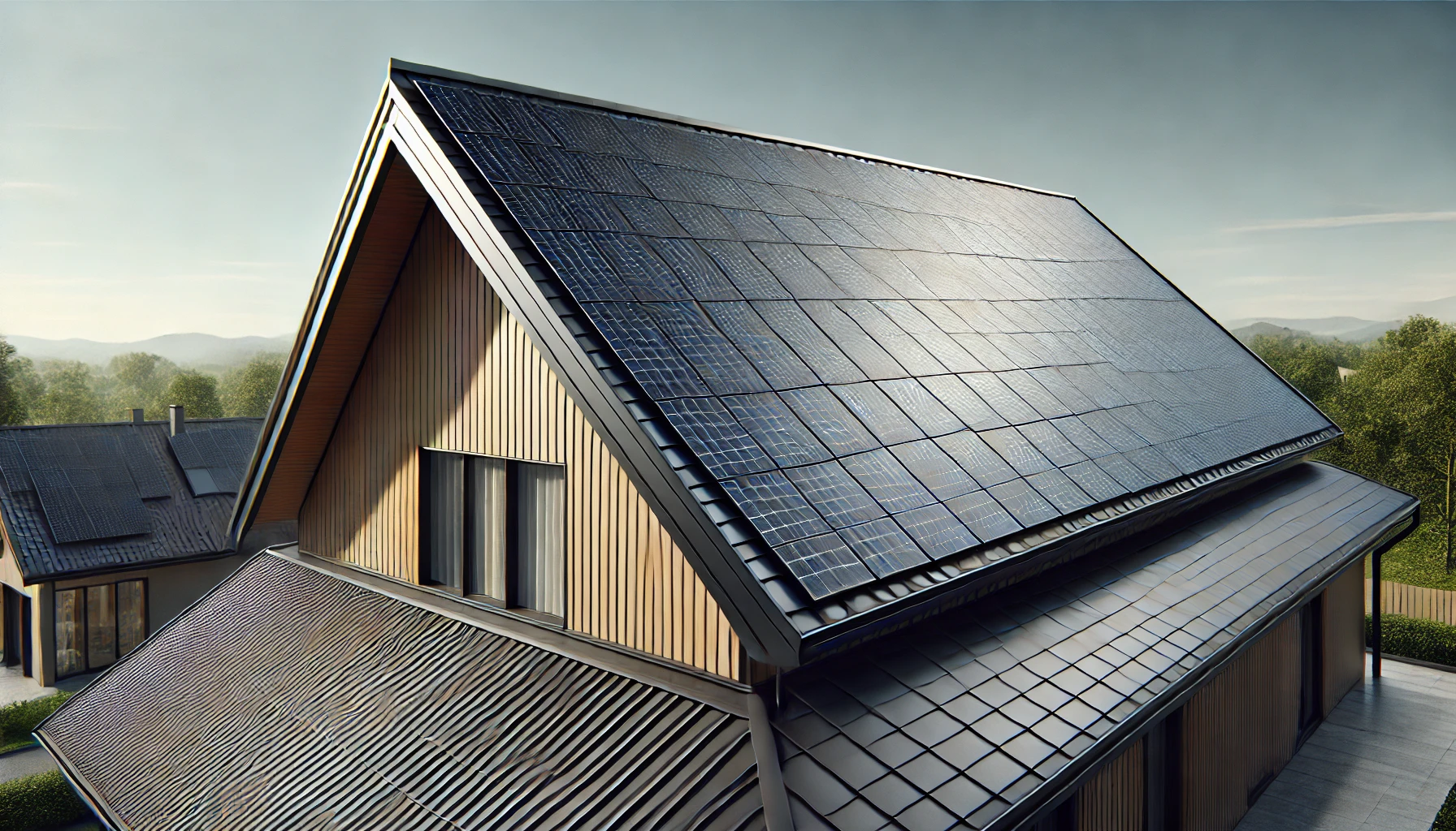 toit completement en tuiles solaires noires